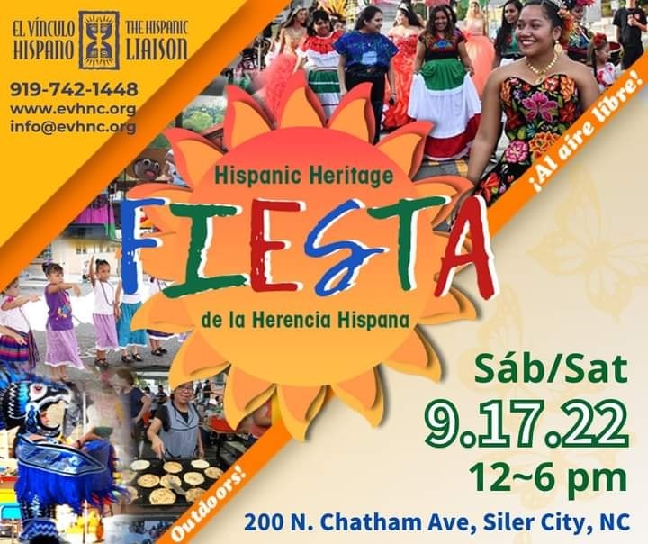 HispanicLiaison's tweet photo. Fiesta is THIS SATURDAY! Join us in downtown Siler City from 12pm-6pm for food, games and more!

More info here: https://t.co/5FBXT1imNN https://t.co/uIAUqTfdA5