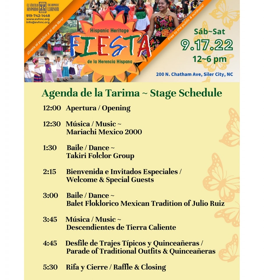 HispanicLiaison's tweet photo. Fiesta is THIS SATURDAY! Join us in downtown Siler City from 12pm-6pm for food, games and more!

More info here: https://t.co/5FBXT1imNN https://t.co/uIAUqTfdA5