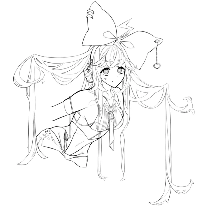 マジ途中で止まってるけど今の描き方の自分の線画ほんとすきなんよな 