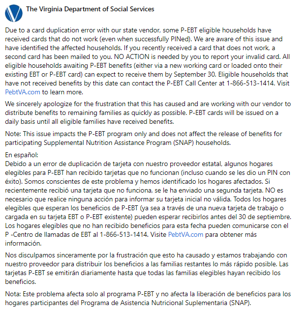 VA Social Services on Twitter "Please see below for an update