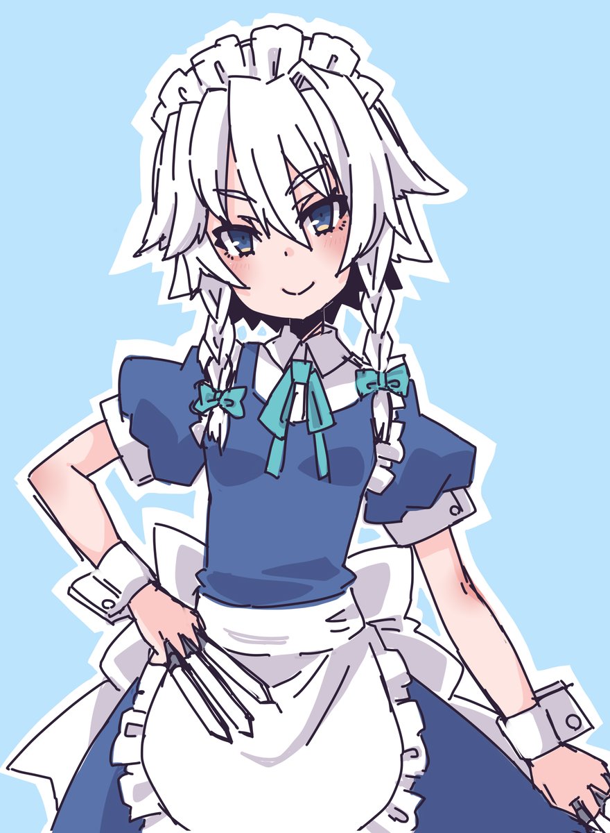 十六夜咲夜 「椛ちゃん以外の東方キャラを描いてみよう咲夜さん 」|クロのイラスト