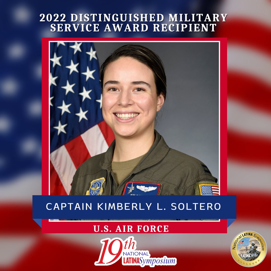 LATINAStyleMag's tweet photo. Congratulations Captain Kimberly L. Soltero on being selected as one of our 2022 Distinguished Military Service Award Recipients! 🌟
Register to attend or watch the event here: https://t.co/7xBMKD6Vfv
#military #nls22 #usaf #usairforce @usairforce https://t.co/Mx43txLH60