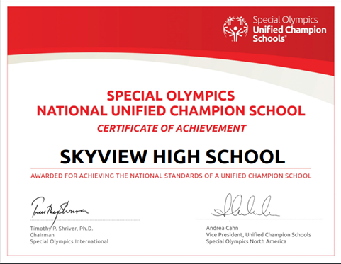 skyviewstormwa's tweet photo. Skyview has just been named a 2022 National Banner @SpecialOlympics Unified Champion School!  To earn this recognition, Skyview successfully met 10 standards of excellence determined by Special Olympics.

#RollStorm
#SHSMakeYourMark https://t.co/95UpNr1axf