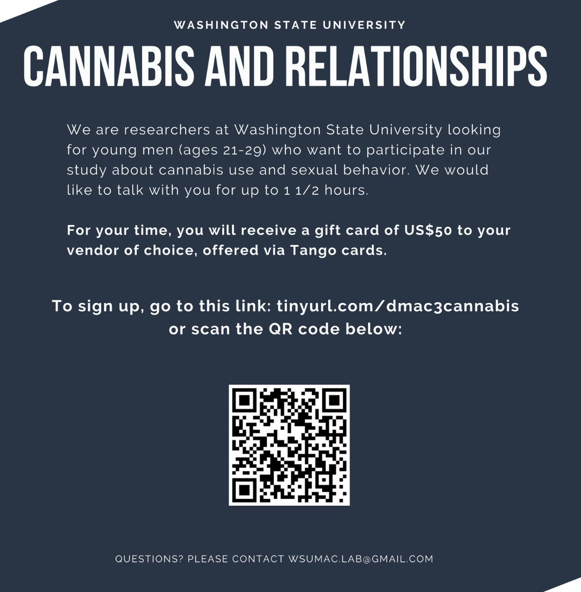 Do you know any men who have used cannabis prior to sex? There are 2 openings for participants in the following study: