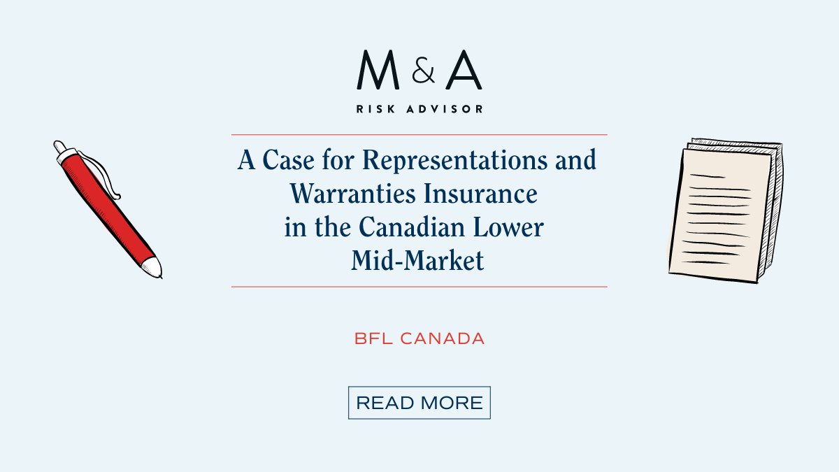MARiskAdvisor's tweet photo. A common misconception is that Representations and Warranties Insurance is not applicable to lower mid-market transactions. @BFLCANADA provides helpful case studies illustrating that this is not the case: 

https://t.co/LT7SfQJd93

#mergersandacquisitions https://t.co/dXmgF0qiVM