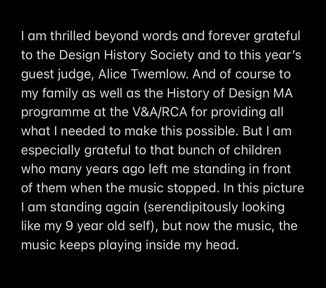 Joana_A_Delgado's tweet image. What an honour to receive the Design Writing Prize 2022! (I can’t believe I just said that!!) 
@SoDesignHistory 
@DTransience 
#designwritingprize 
#designwriting 
#monobloc 
#musicalchairs