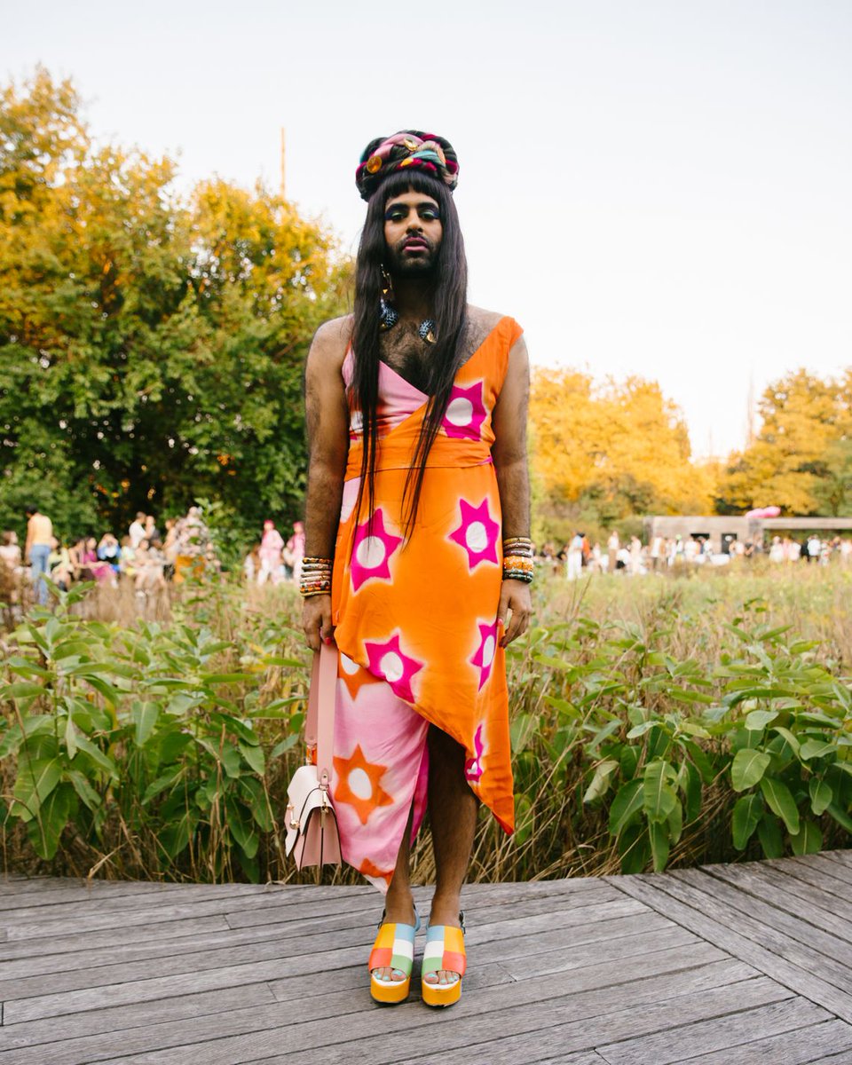 TheCut's tweet photo. @alokvmenon wearing a @thejodilife dress and @CharStoneShoes shoes #NYFW https://t.co/WHdk0AYHx8