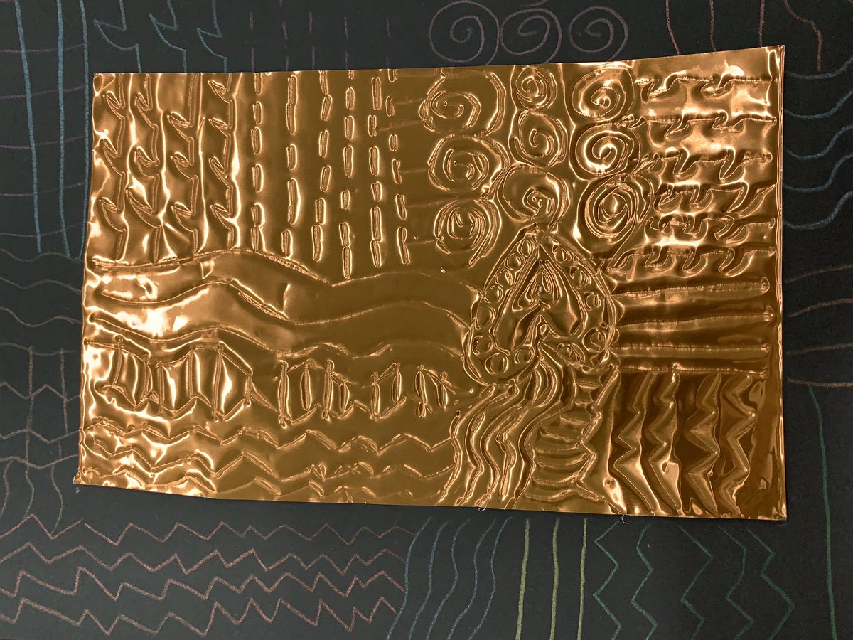 aew105's tweet photo. Metal tooling with my Fifth graders.         #cobbartsrock.          #artsedga.                     @ArgyleElem https://t.co/O4FpYfLgXL