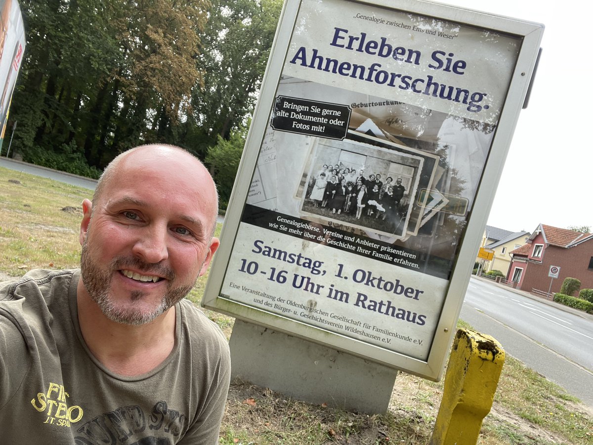 ogf_ahnen's tweet photo. Schon gesehen?!
Unsere Plakate zur Genealogiebörse am 01. Oktober in Wildeshausen sind jetzt an allen Hauptverkehrsstraße in Wildeshausen zu sehen 😎
#Ahnenforschung #Wildeshausen https://t.co/GZdN1AnA29