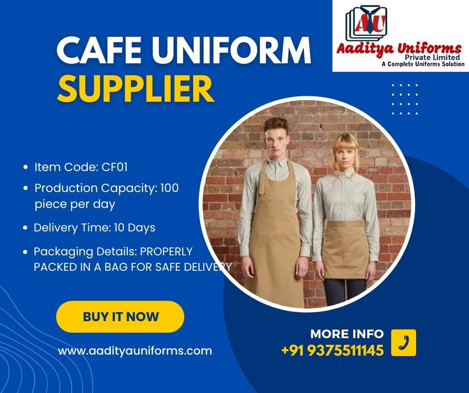 #aadityauniforms #uniformsupplier #cafeuniform #uniformmanufacturer
Aaditya Uniforms deals in Café Uniform. We are one of the best suppliers of our location industry wide.
visit- aadityauniforms.com/hotel-uniform.…