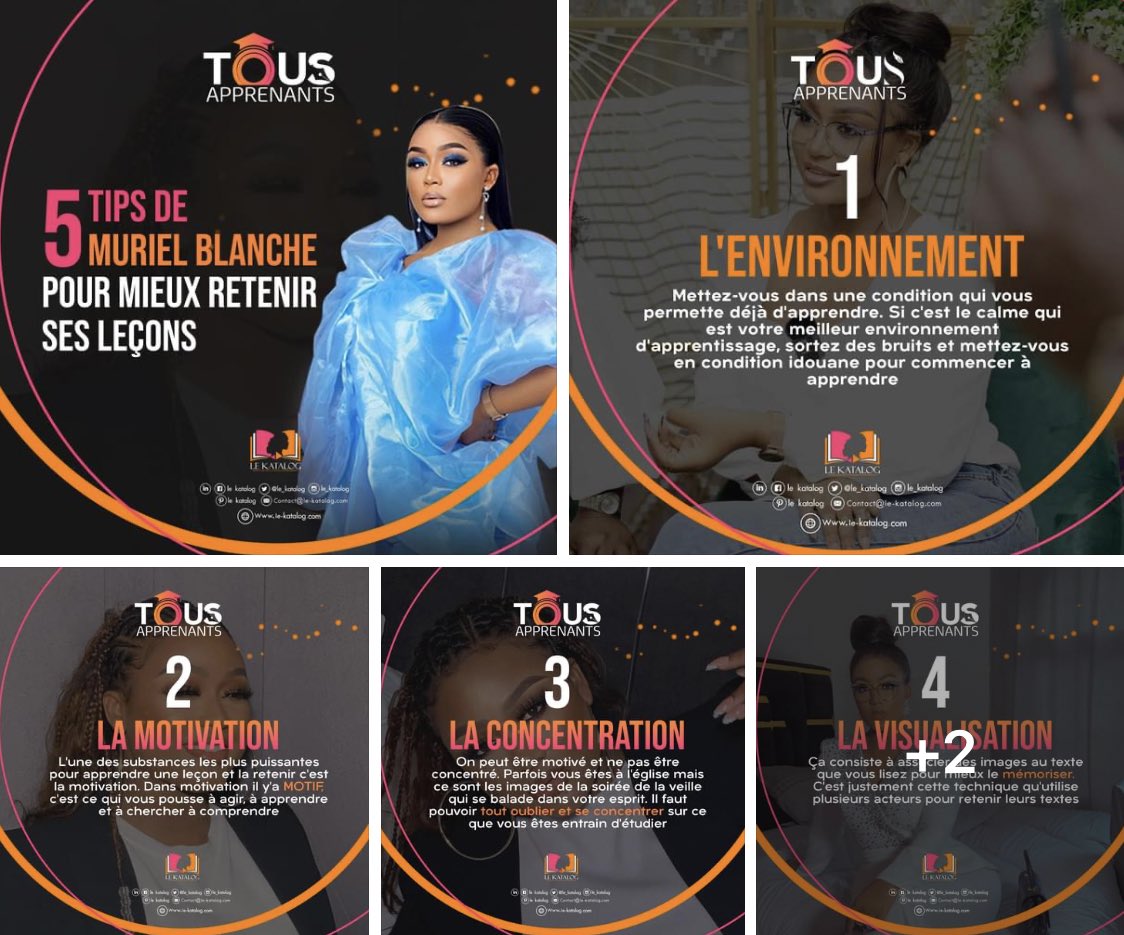 Très impliquée dans l’éducation et la scolarisation des enfants à travers ses multiples actions, <a href="/muriel_blanche/">muriel blanche</a> partage 5 astuces/TIPS pour retenir mieux ses leçons.

Découvre/rejoins LE KATALOG des influenceurs 
👉🏿 le-katalog.com

#InfluenceEthique