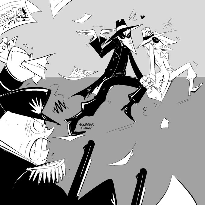 Spies running away from their respective embassies to be together #SpyvsSpy #fanart 