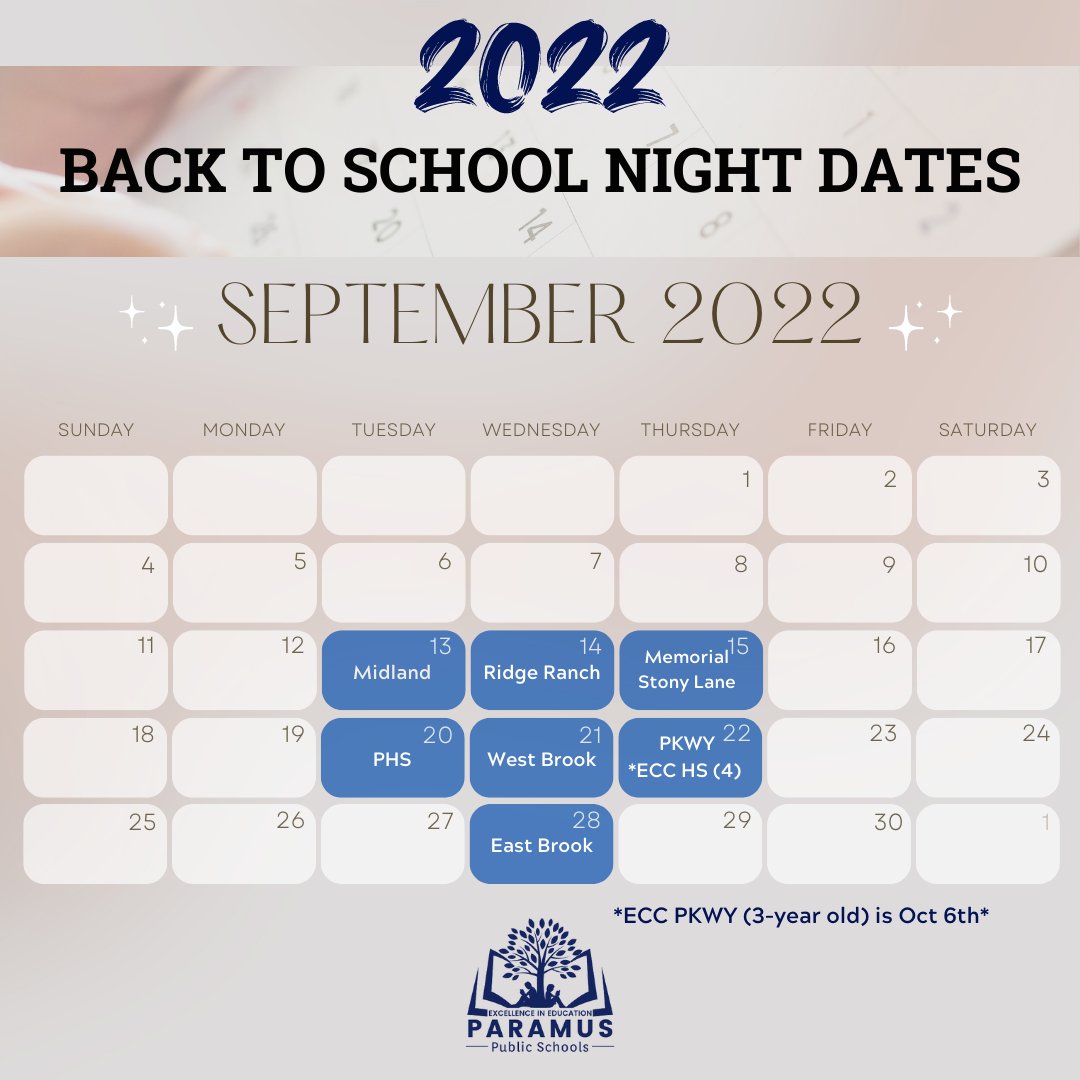 Make sure to note our 2022 Back to School Night Dates! 📆⬇️