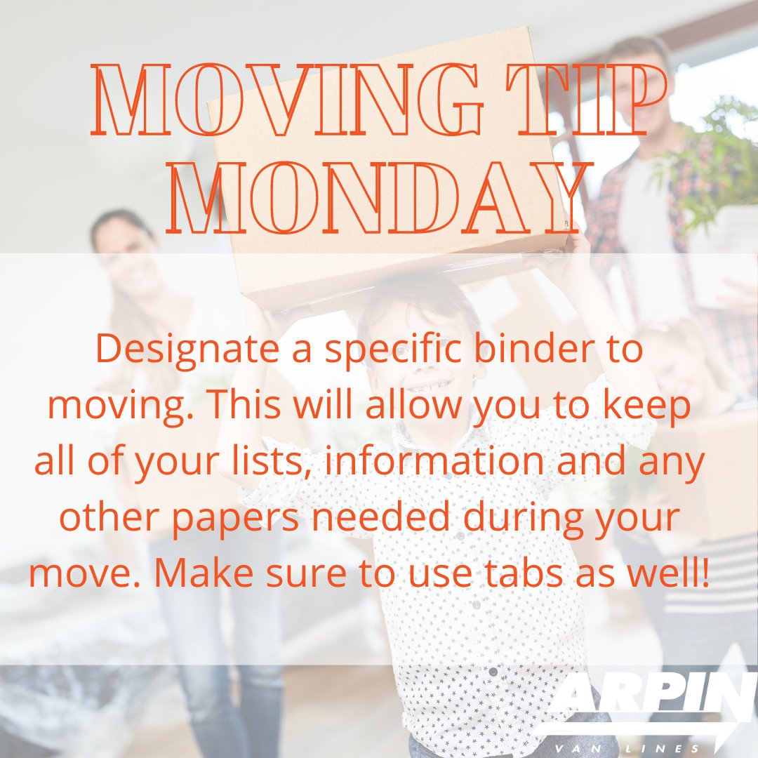 arpinvanlines's tweet photo. It's #MovingMonday and we want to make sure you stay organized during your move! #DriversWanted #KeepMovingForward #MovingDay #GetMoving #MovingOn #MovingOut #MovingTips https://t.co/6Bz9UYMDn6