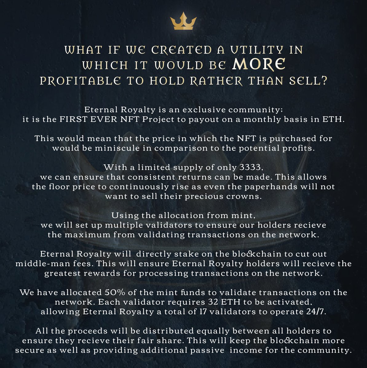 🔔ANNOUNCEMENT🔔

We have changed our utility to benefit YOU.🤩

"What if we created a utility in which it would be MORE profitable to hold rather than sell?"🤔

Check out the graphic for more info!👇

#nft #nftcommunity #ethereum #passiveincome #UtilityNFT #NFTGiveaway #ETHMerge