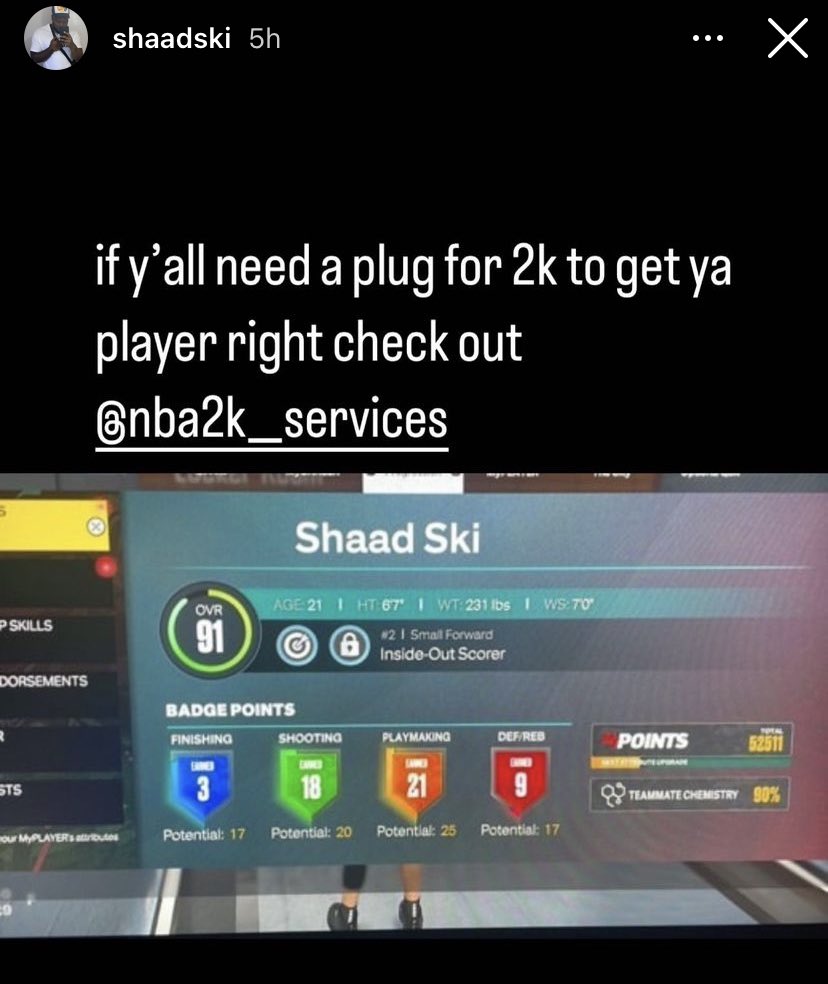 NBA2K__Services's tweet image. S/o to @arian_strong for choosing us to grind his #NBA2K23 #MyPlayer #Badges 

🎮⚙️