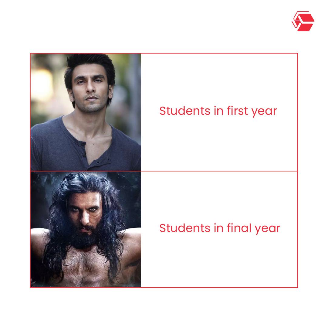 upgradcampus's tweet photo. What a wild ride college is. We would say ‘we wish it never ended’, but that would be too dark for some of us 😝
#MEMES  #studentlife #collegelife #upGradCampus #upskill #bridgethegap #RanveerSingh #finalyear https://t.co/pkZl4cQSMN