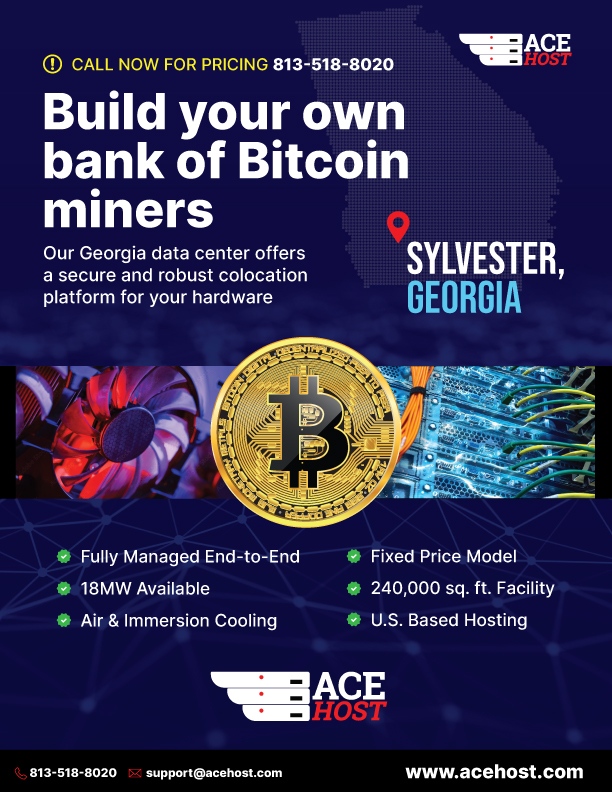 acehosttampa's tweet photo. Looking for a secure and reliable Georgia Data Center to host your hardware? Ace Host has you covered. Contact us today for your free quote! #Crypto #Bitcoin #Ethereum #CryptoMining #Colocation #CryptoNews #CryptoInvestor #DataCenter  https://t.co/AqBfc9YhdF https://t.co/Eu69sB04i2