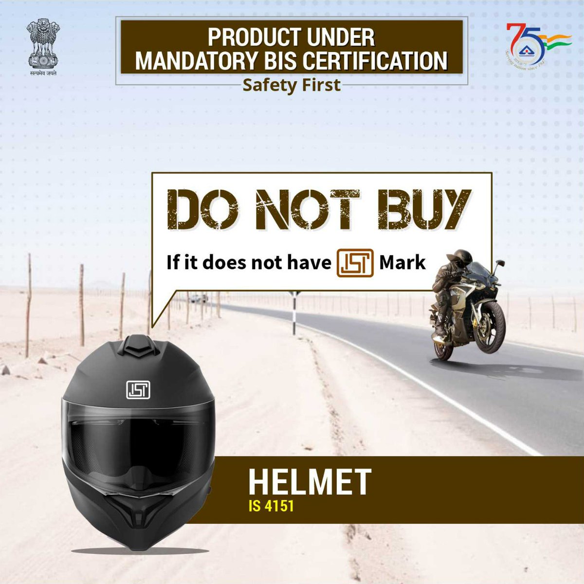 IndianStandards's tweet photo. The #manufacturers or #distributors should sell ISI-marked helmets only. If your #helmet does not have the #ISIMark, lodge a complaint on the BIS Care app or write to complaints@bis.gov.in
@jagograhakjago @MORTHIndia @PIBFactCheck @PTI_News @nitin_gadkari 

#BIS #standards #road https://t.co/rtQvT0U3Xa
