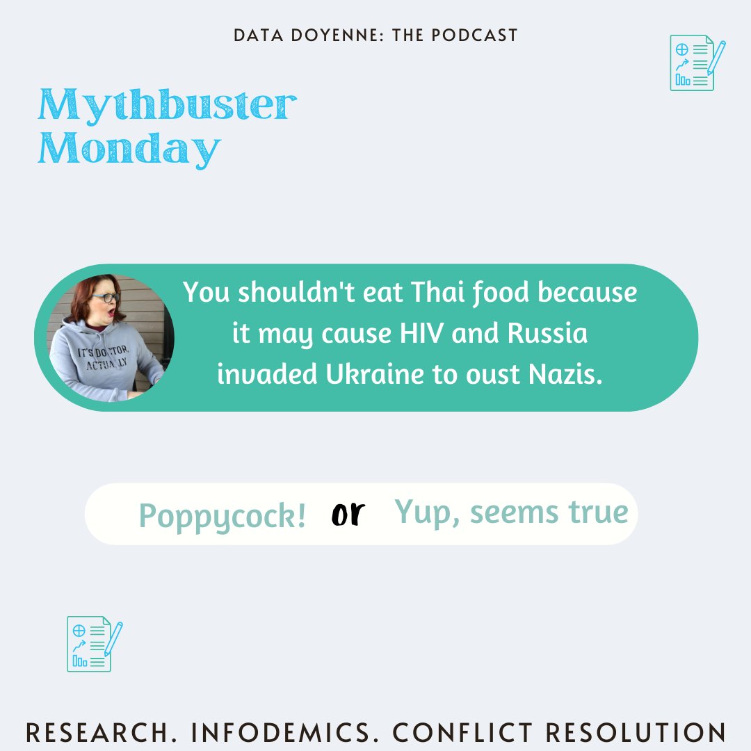 pwhoffmann's tweet photo. Myth: Poppycock! Nope!
Come on now! That's now how HIV is transmitted. And blaming Nazis is part of Russia's disinformation campaign.
#mythbuster #mythbustermonday #myth #disinformation #misinformation #curiosityrequired #curiosity https://t.co/p7Ti4yx7lw