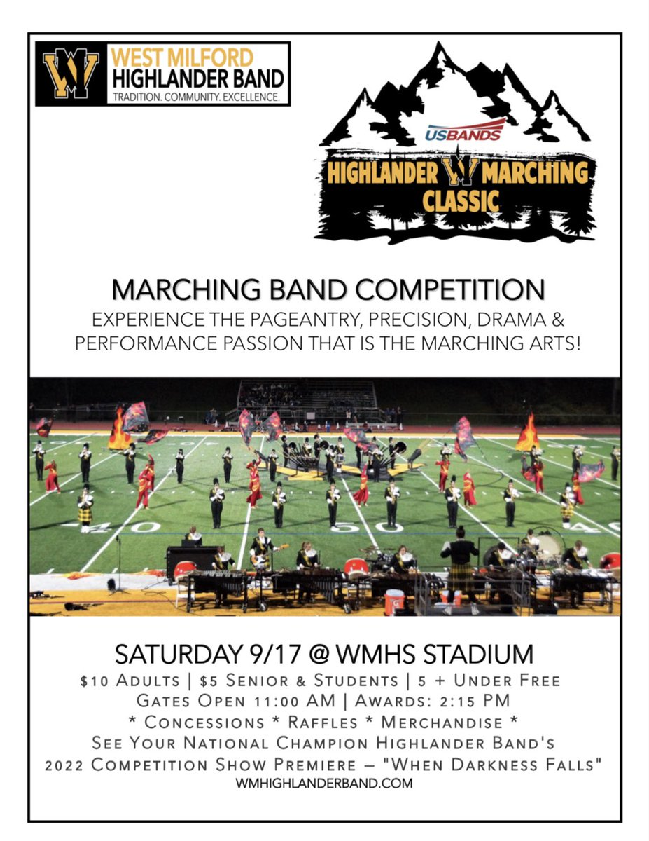 This week! Come check out the @usbands show at West Milford HS! #marchingband #percussion #drums #drumline #frontensemble #yamahadrums #zildjian #teamremo #innovativepercussion #bergeraultpercussion