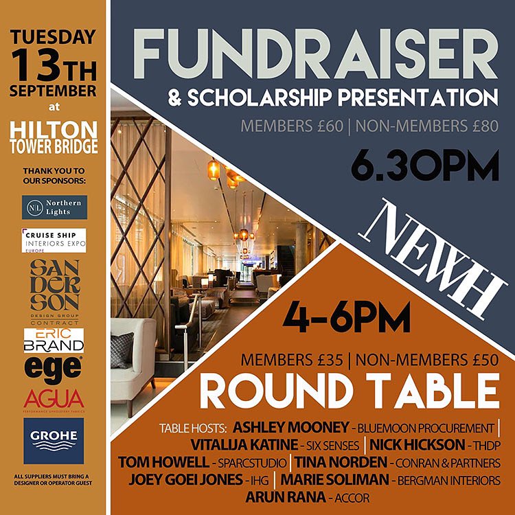 We are so looking forward to the @NEWHuk fundraiser and scholarship presentation tomorrow. We are proud to be sponsoring this year’s event, and to be contributing to the scholarship of a hugely promising and exciting young designer. We wish all the finalists huge luck! #UKDesign