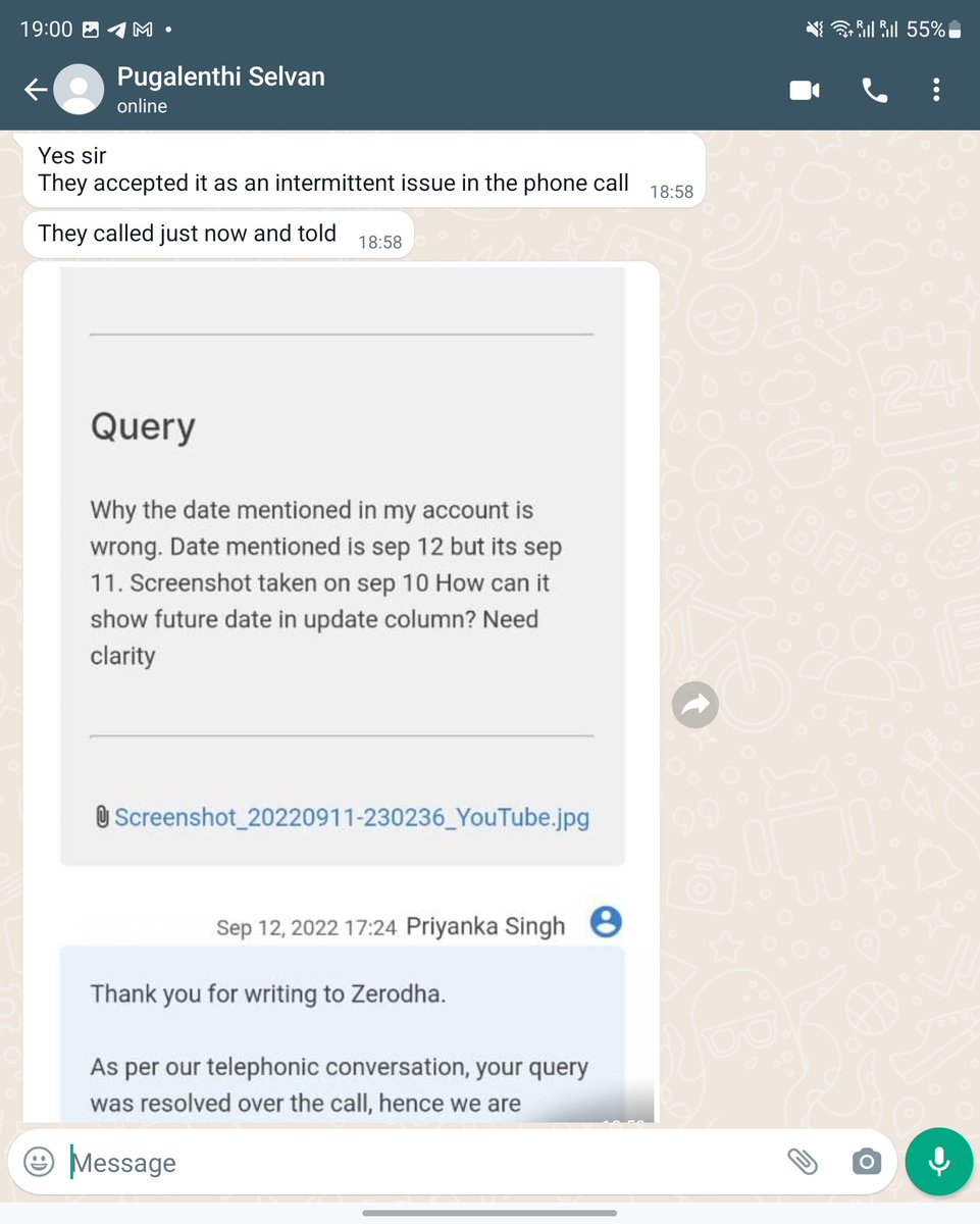 Justsiva123's tweet photo. 😊😊😊 Here You Go... For All Trollers Zerodha Has Accepted On Call, It's An Intermittent Issue On Their End &amp; Personal Call Was Made To Pugalenthi &amp; Issue Acknowledged &amp; Close. Can We Give Due Credit To This Wonder Kid @Pugalenthi341  😊😊😊

#ItsNotFake

#40KTo1.4Cr https://t.co/6CCTOMSJqg
