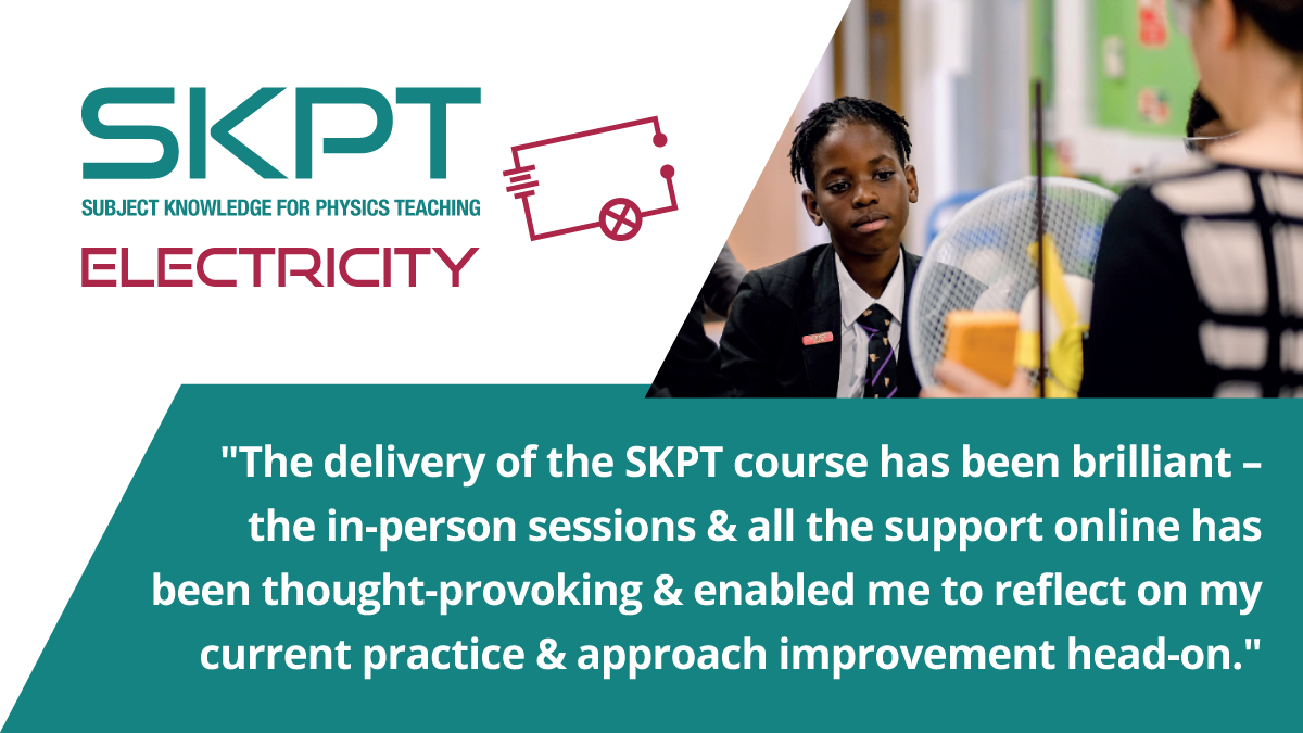Teaching KS3/4 physics without specialism? 
FREE Subject Knowledge CPD
#SKPTElectricity 
8wks blended learning; F2F sessions; online tutorials
1-2 hours p/w self-study; supported by specialists
‼️Book NOW for OCT
York 14  
London 13 or 14 
Birmingham 18 
bit.ly/3wfZML8