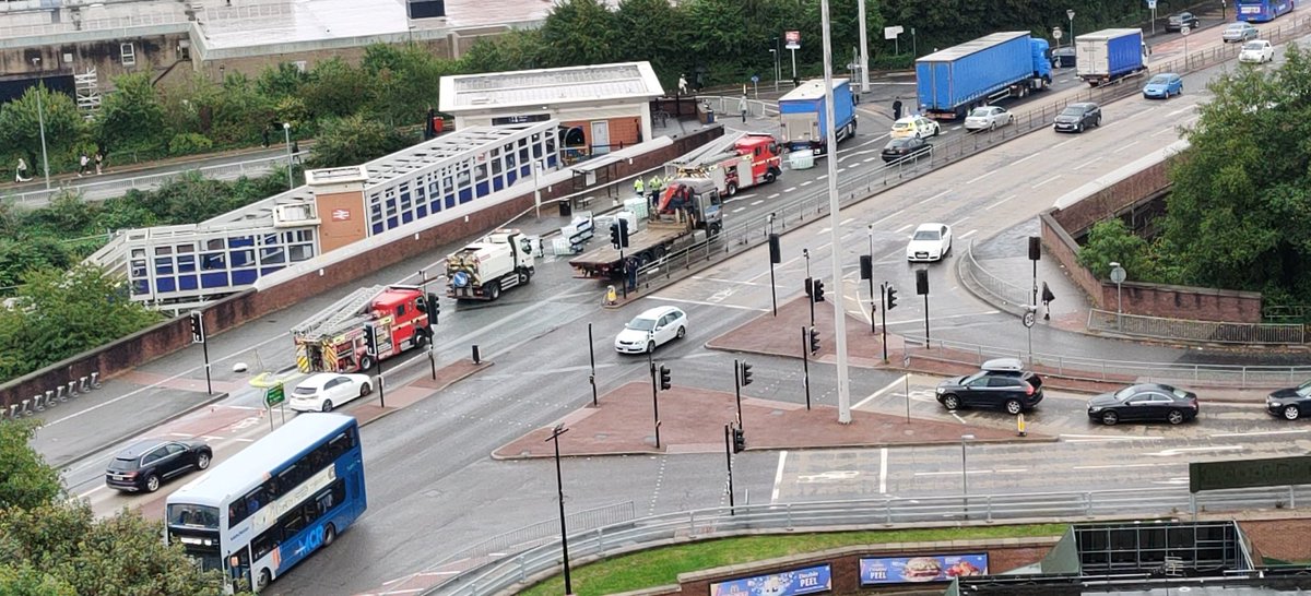 Bath58's tweet photo. @MENnewsdesk ongoing cleanup of spill on Salford Crescent https://t.co/3IGhhNX9Tx