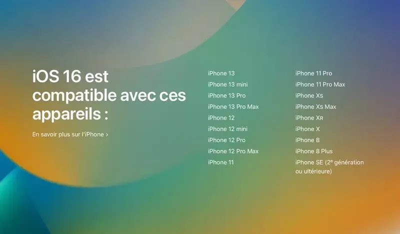 Lpcroquee's tweet photo. Voilà la liste des iPhone compatible avec la mise à jour d’iOS 16 https://t.co/W6rwCaORW2