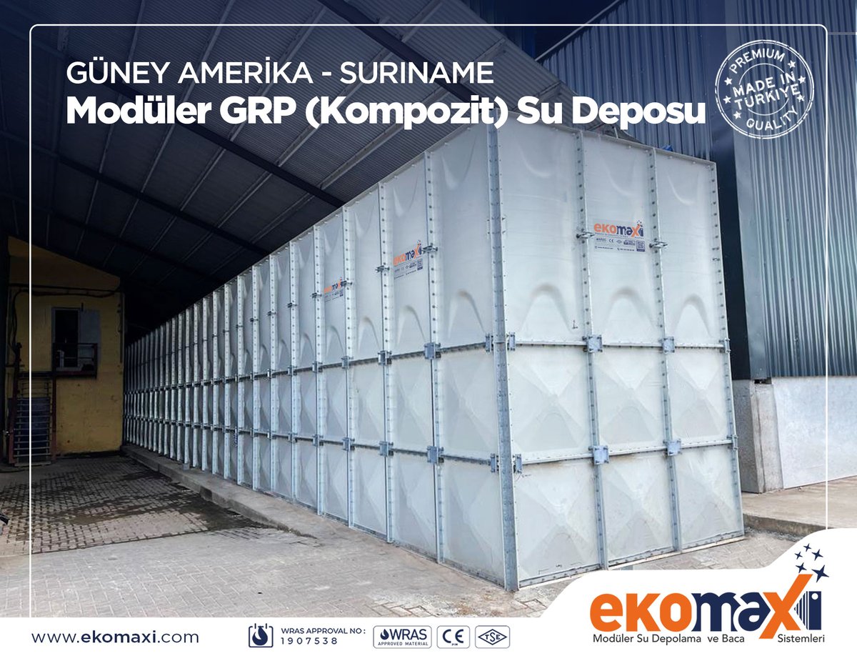 Ekomaxi1's tweet photo. Güney Amerika - Suriname
420 M3 Modüler GRP (Cam Elyaf Takviyeli Kompozit) Su Depoları
#temizsu #cleanwater #sudeposu #watertank #grpsudeposu #HVAC #mühendis #sectionaltank #paneltank #watertanks #grpwatertank #inşaat #yapı #mekanik #mechanicalproject #waterstorage https://t.co/VAqRHzzKhh