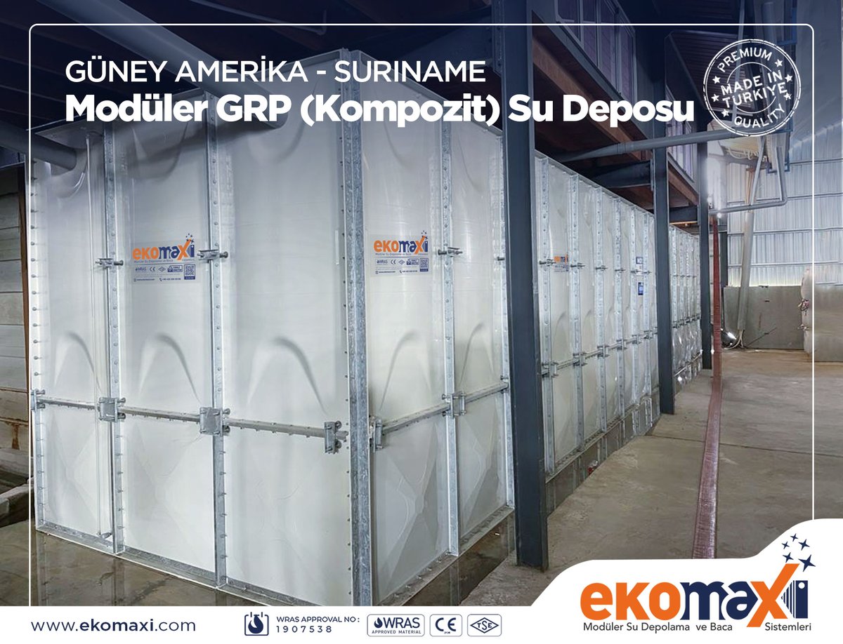 Ekomaxi1's tweet photo. Güney Amerika - Suriname
420 M3 Modüler GRP (Cam Elyaf Takviyeli Kompozit) Su Depoları
#temizsu #cleanwater #sudeposu #watertank #grpsudeposu #HVAC #mühendis #sectionaltank #paneltank #watertanks #grpwatertank #inşaat #yapı #mekanik #mechanicalproject #waterstorage https://t.co/VAqRHzzKhh