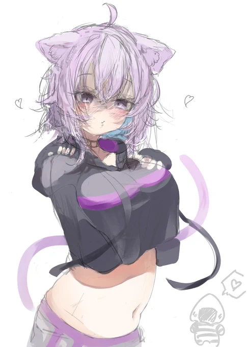 #絵かゆ  次の絵!!!おかゆwip   お腹!!!! 