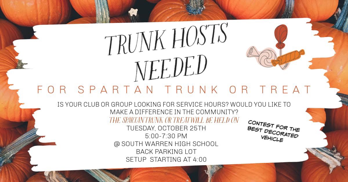 So excited to announce our Spooky Spartans Trunk or Treat is returning this year! If you’re interested in hosting a trunk, please fill out the form at the link below! 👇🏼
forms.gle/LatLf4Hz3wMkfV…
Help us get the word out and make this an even bigger event than last year!