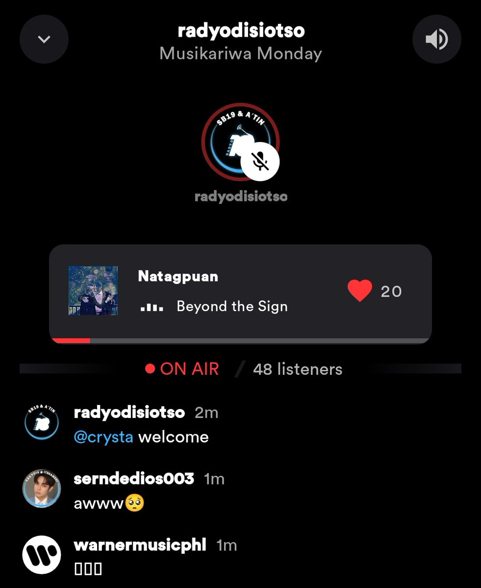 radyodisiotso's tweet photo. 📻[#Musikariwa on Radyo18]

NOW PLAYING

🎵 Natagpuan - @beyondthesignph

🔗: https://t.co/tgwqWwescY

PABLO ShadesAnd2nes
@SB19Official

#STANWORLD #SWSpookySeason
#BreakTudoAwards #SB19     #ATIN https://t.co/10Ng66ZMjs