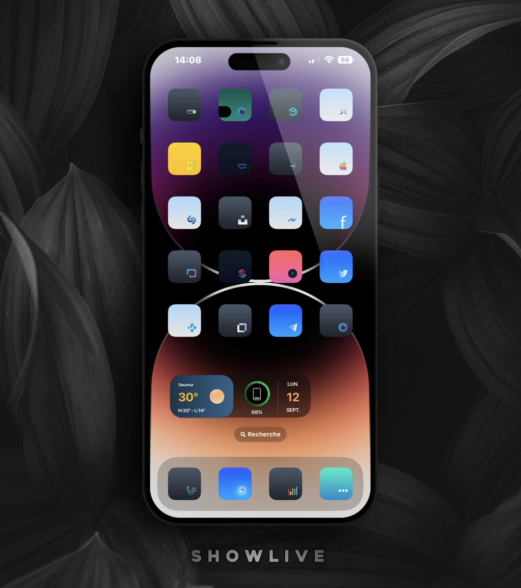 TeboulDavid1's tweet image. Monday on #iOS16RC with #ShowApp 🌴🌴🌴
. 
.
🔘 #ShowLive⚡️@SeanKly
🍊 Icons @Enter_Apps 
.
.
#ios15homescreen 
#ios15icons  
#shortcuts 
#Wallpaper me
#iOS16 
#iPhone13ProMax 
#iPhone14ProMax 
#ShowLive🤗 Swa81