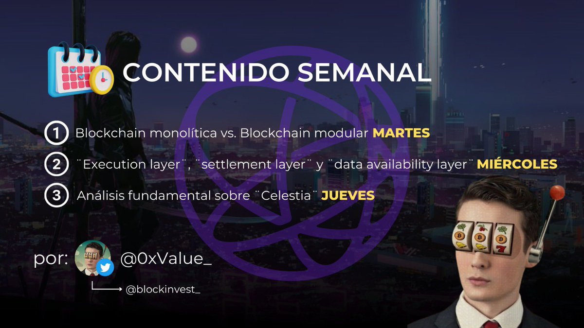 0xValue_'s tweet photo. A partir de ahora, el contenido en mi perfil irá orientado principalmente a: 

➡️ Análisis fundamental 

➡️ Research y curiosidades

Empezaré hablando sobre #Celestia, con hilos introductorios y para todos los niveles (que TODO lector lo entienda)

Nos vemos ⚔️ https://t.co/fUED4VJY2H