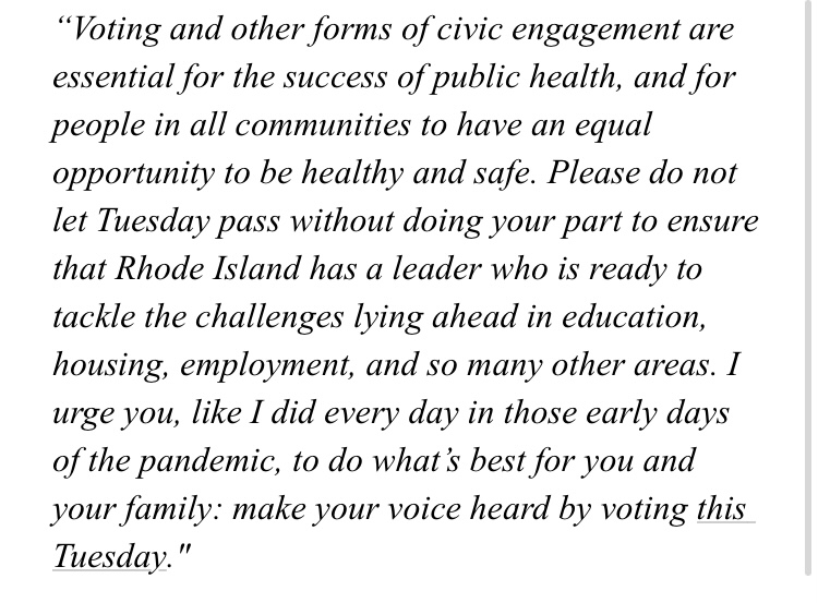 IanDon's tweet photo. Former @RIHEALTH director Dr. Nicole Alexander-Scott endorses @HelenaBFoulkes https://t.co/TDrJ5ldCDo