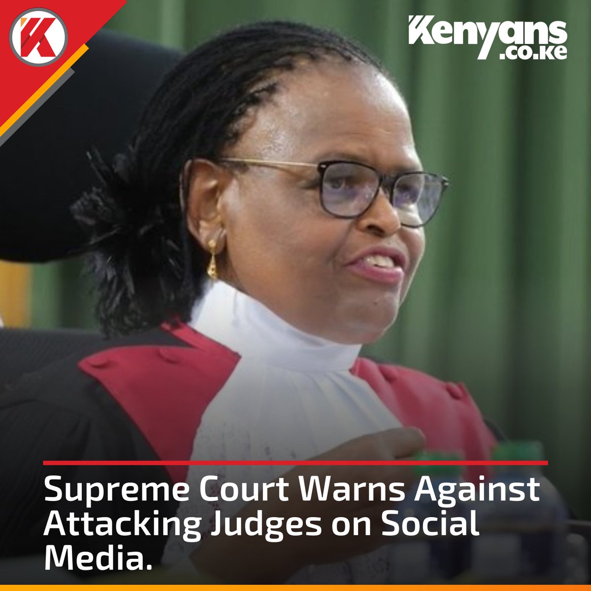 Kenyans's tweet photo. The Judiciary has issued a warning to Kenyans against attacking the Supreme Court on social media https://t.co/bvu2uY6x7i