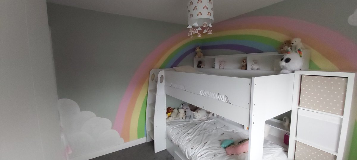 ArtiFlair's tweet photo. A lovely pastel shade rainbow with a few fluffy clouds that I had the pleasure of painting last week. https://t.co/9eWrswMY3r