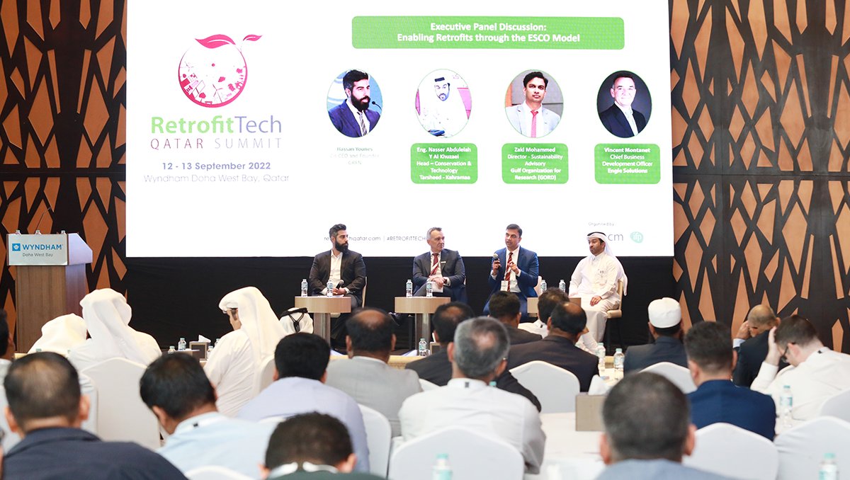 GORDMENA's tweet photo. In an insightful presentation at RetrofitTech Qatar Summit, GORD's representative shed light on the value proposition of super ESCO in #decarbonization.
#RetrofitTechQatar #Sustainability #GSAS https://t.co/Rx2Xq9tdDJ