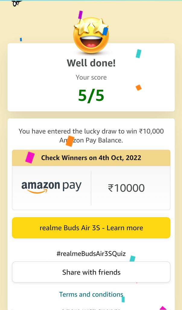 ARPITni64851834's tweet image. Heyyy...Friends
 I am play the amazone quiz and i am win a lucky drwa ... so now download and play the quiz ... @amazonIN @realmeIndia @realmeTechLife #realmeTechLifeT100 #ListenInFullColour 😃😃😃