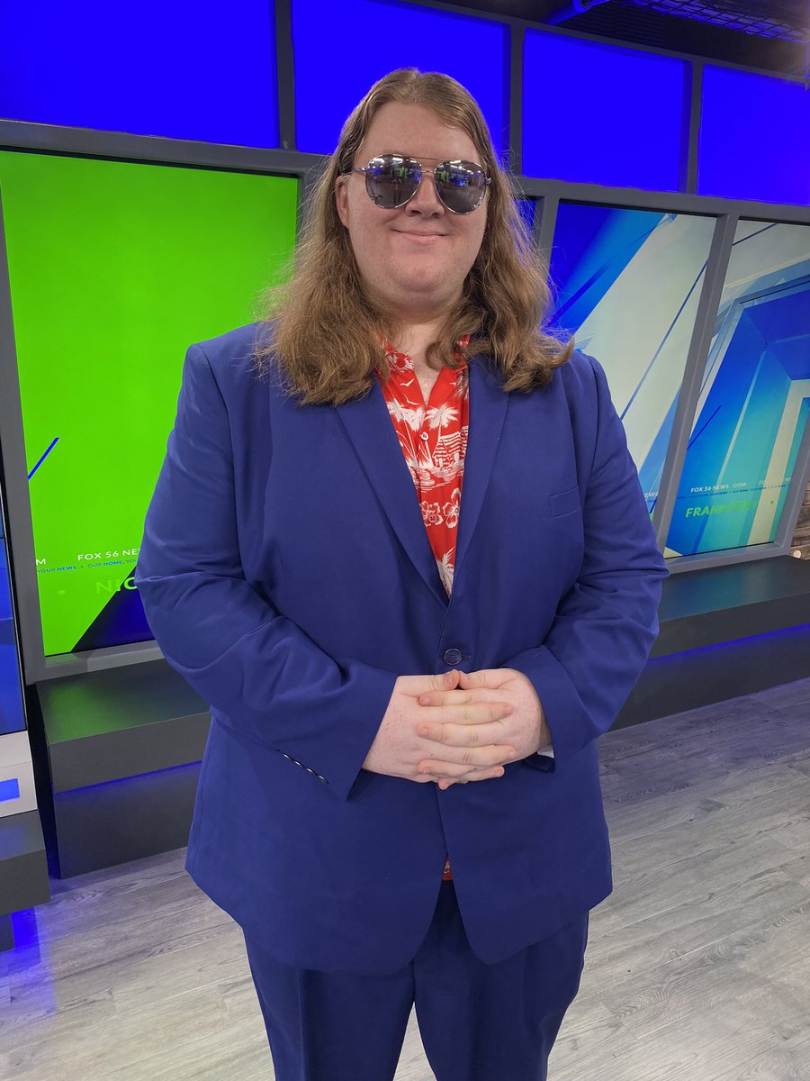 PaulJonesTV's tweet photo. Our production extraordinaire Caleb celebrating his new, full-time status @FOX56News. #DapperDude https://t.co/gIo451C3jX