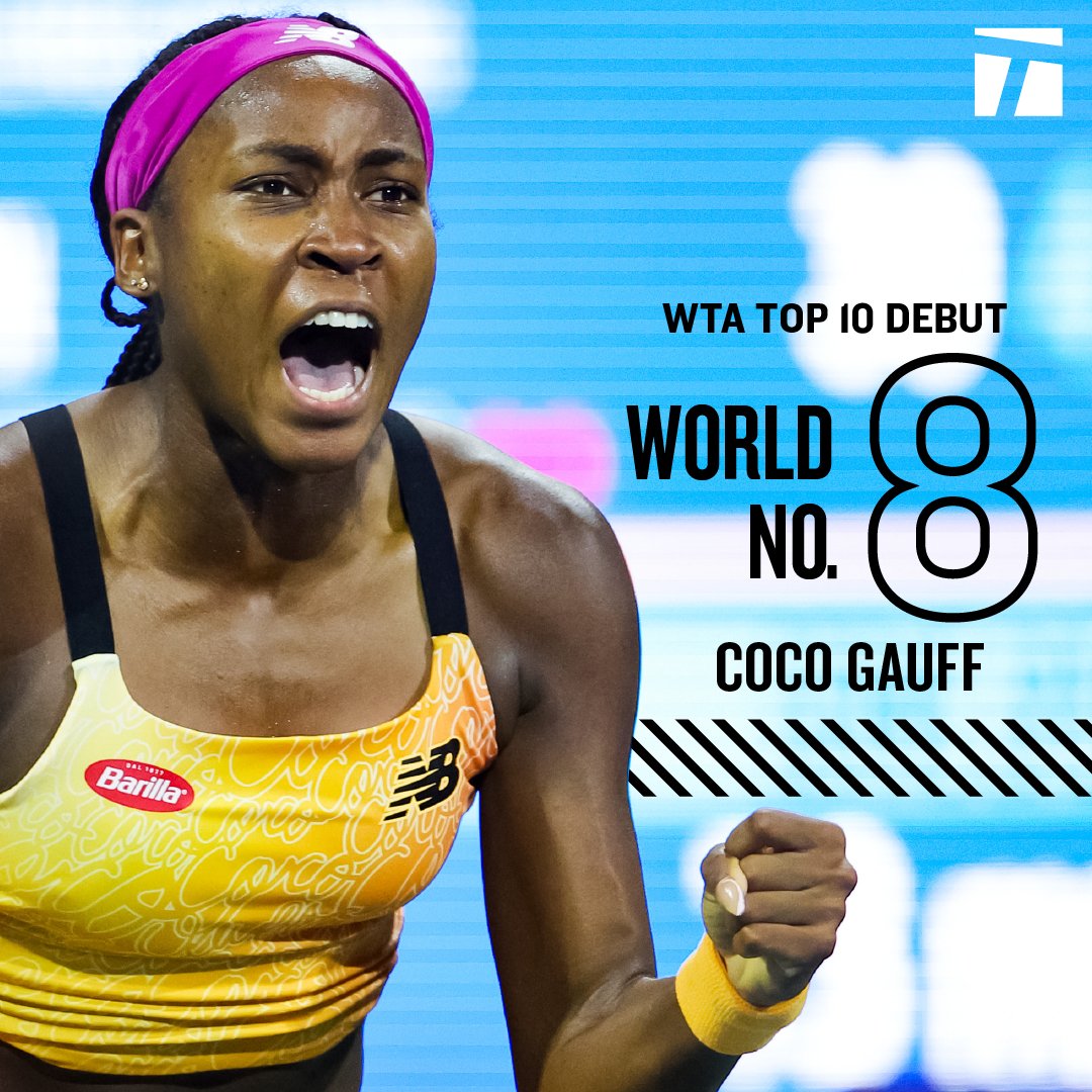 TennisChannel's tweet photo. Welcome to the Top 1⃣0⃣ @CocoGauff 🎉 https://t.co/nviiyvPxSI