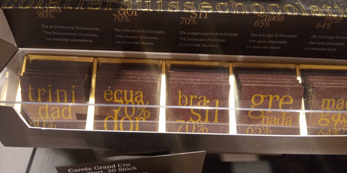 Always bitter sweet when I see chocolate from trini beans in Switzerland #cru #UWi