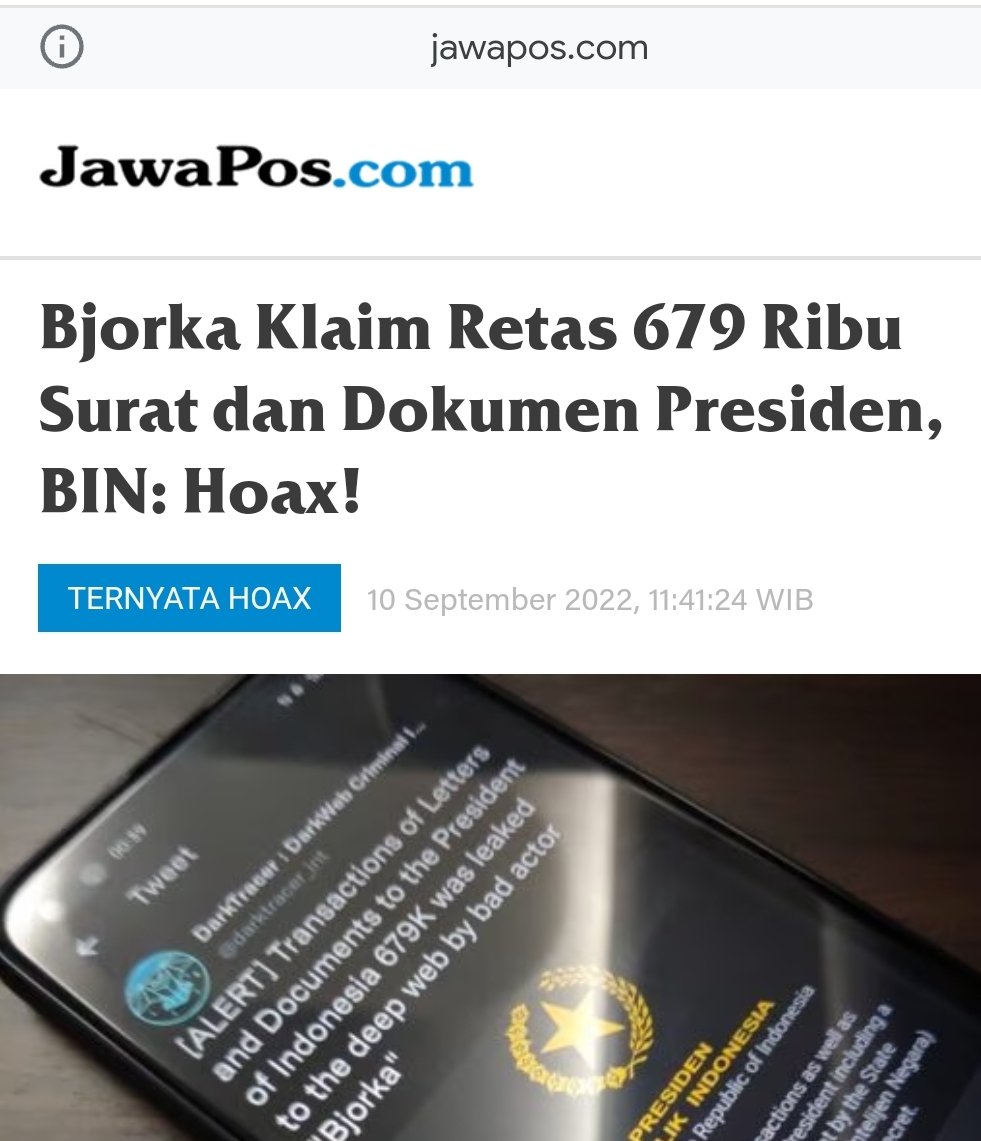 hipohan's tweet photo. Kata BIN hoax, tp kenapa Jokowi bentuk tim khusus respon serangan Bjorka ? 🤣 https://t.co/ZG1B5VE3Qb