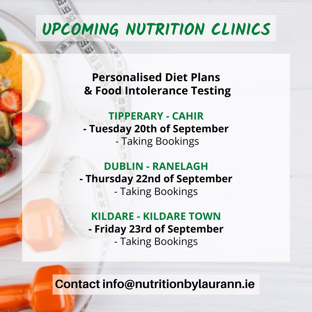 Upcoming Nutrition Clinics…Contact Me Here 👇

nutritionbylaurann.ie/contact-us/#co…