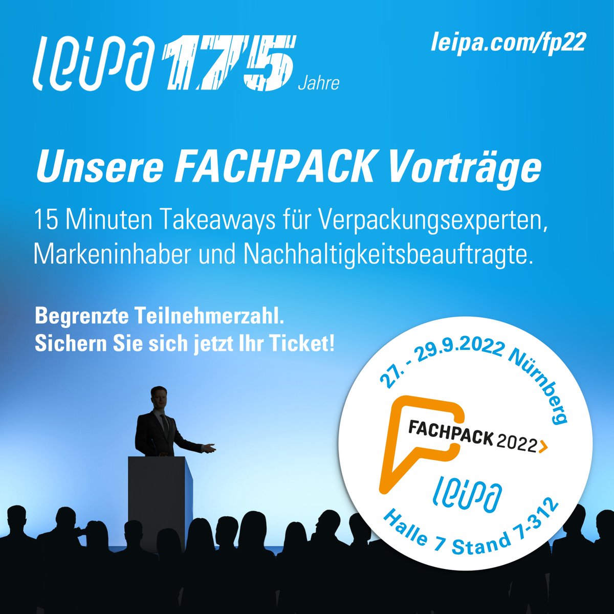 Leipa_Group's tweet photo. LEIPA live vor Ort - Unsere #FACHPACK-Vortragsreihe: An allen drei Tagen präsentieren wir in kurzweiligen Vorträgen spannende neue Lösungen. Mehr dazu erfahren Sie auf unter https://t.co/OlJ1xmxPO7.
#LEIPA #LEIPAgroup #Paper #Packaging #Recycling #Logistics #Consulting https://t.co/LYAMcpgdK7