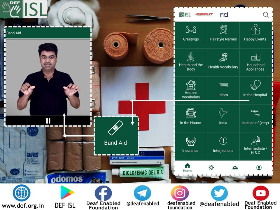 deafenabled's tweet image. Safety first! Know the sign alternatives of a first aid kit only from the DEF ISL App. Download today! #DeafEnabledFoundation #DEFISL