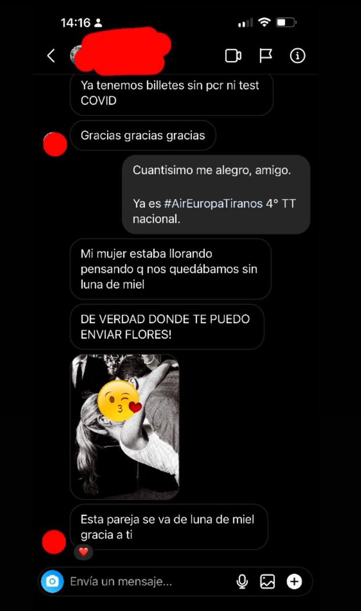 ¡QUÉ VIENE #ALVISE ! 🥶🥶

GRITO DE GUERRA. 💪🏼💪🏼💪🏼 Y LAS EMPRESAS CORRUPTAS TIEMBLAN.

Ha sucedido esta mañana: A una pareja de recién casados le piden pasaporte #COVID en #aeropuerto , contactan con Alvise. Él nos pide que hagamos viral 
#AirEuropaTIRANOS 
¡Y magia!🪄😅😅
👇🏼👇🏼
